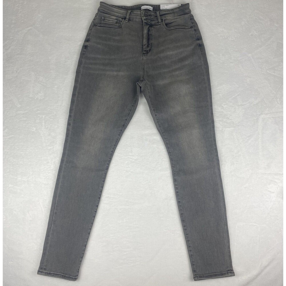 Loft Jeans Womens Size 30/10 Black Charcoal Denim Pants Pockets Casual Skinny